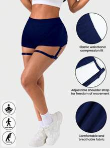Easithlete Women's Seamless Knitted Mini Yoga Shorts With Unique Cut Out Garter Detail, Quick-Drying For Gym And Training Workouts.
