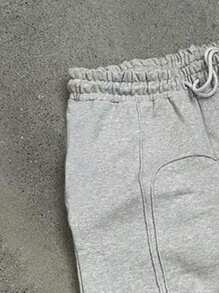 Manfinity Dauomo Pantalones de chándal holgados informales de cintura con cordón y pernera ancha de unicolor para hombre - Gris - Ver 3