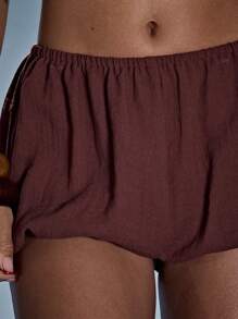 MUSERA 泡泡边迷你短裤 夏季性感 节日 假日 伊比沙岛 锐舞 海滩 罩衫 波西米亚风 度假 冒险 Y2K 派对 泳装 休闲 - 紅色 - 查看 6