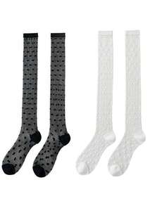 ROMWE Kawaii Luftdurchlässige asymmetrische Knöchelsocken mit schwarz-weißen Punkten, lässige und vielseitige Mode für Frühling/Sommer