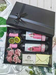 1pc Foldable Bowknot Ribbon Tied Lid Gift Box For Shoes And Clothes, Birthdays, Parties, Valentine's Day, Black Valentine's Day, Valentines Wedding, Birthday,Suplies,Decorations