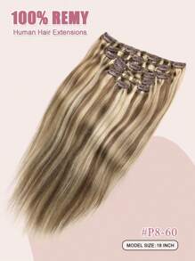 Clip In Hair Extensions Real Human Hair, Highlight Light Brown With Platinum Blonde 120g 7pcs Clip In Extensions Straight Remy Hair Clip In Hair Extensions