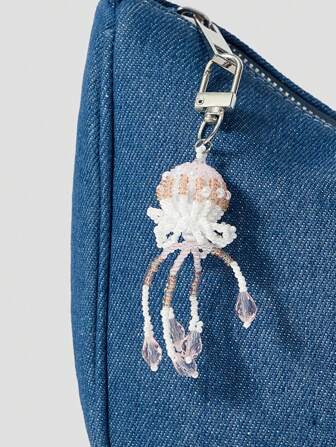 Fairycore 1 pieza Llavero colgante con diseño bohemio de peces tropicales y medusas para vacaciones en la playa