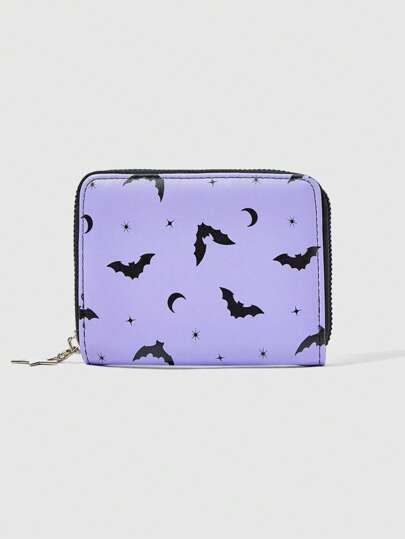 Goth Portefeuille compact imprimé de chauve-souris gothique sombre, Halloween
