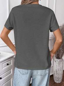 INAWLY Summer Casual Skull Girl Print Slim Fit T-Shirt For Women - Dark Grey - View 2