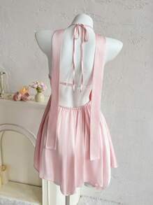 Sweetina 女士蝴蝶装饰露背无袖迷你粉色连衣裙，适合 7 月 4 日女士服装