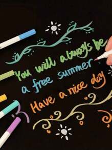 Metal Marker Pen, Pearl 12 Color Paint Pen, Colored Soft Tip Marker, Graffiti Highlighter Pen, Photo Album Black Pages, Wedding Guestbook, Christmas, Bullet Journal Notebook, DIY Photo Album, Exploding Box, Glass, Wood. - Multicolor - View 2