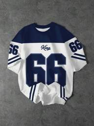 SHEIN เสื้อยืดแขนสั้น คอกลม ออกแบบเรียบง่าย สำหรับวัยรุ่นชาย เหมาะสำหรับใส่ในฤดูร้อน