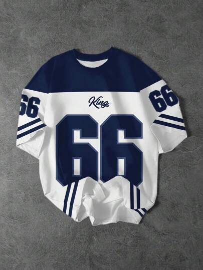 SHEIN Bolty Tween Boys' Casual Minimalist Short Sleeve Round Neck T-Shirt, Suitable For Summer