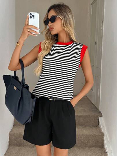 Easowa Summer Casual Striped Colorblock T-Shirt