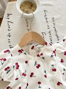 SHEIN LMoss Kids Babygirl 花卉印花短袖上衣和松紧腰裤两件套服装，夏季 - 彩色 - 查看 4