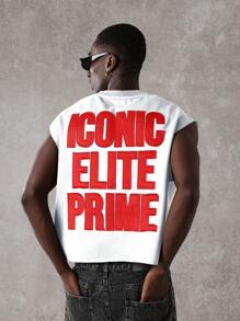 SUMWON 标志性精英系列露脐无袖训练举重夏季节日宽松剪裁健美背心 - 白色 - 查看 3