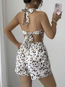 Elenzga Women's Summer Backless Casual Printed Jumpsuit - Multicolor - View 2