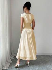 Modelyn Vestido de verano minimalista francés sin mangas de mujer, de punto con recortes y parches