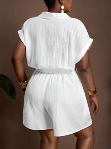 Veslaya Autumn & Winter New Arrivals, Women Plus Size Jumpsuit - White - View 2