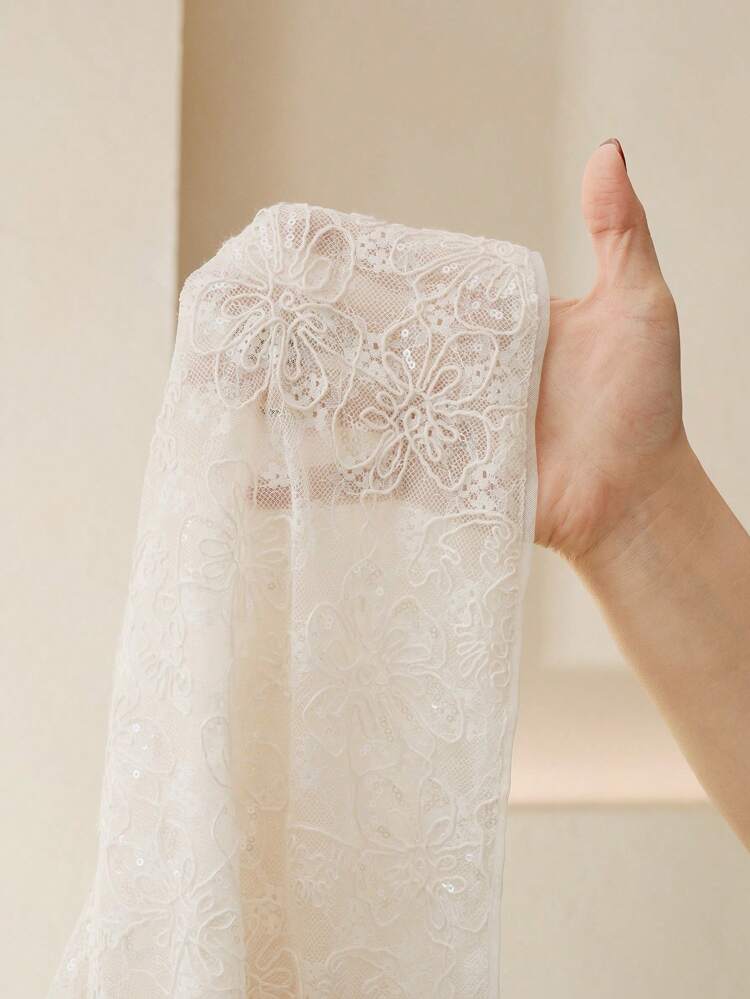 Women's Hollow-Out Lace & Sequin Decor Long Sleeve Elegant Blouse, Summer