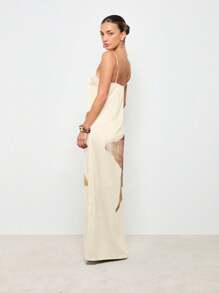 AiiRZ Elegant Floral Satin Maxi Dress Empire Waist Cami Strap Evening Gown Summer Wedding Guest Special Occasion Floor Length,Boho Clothes Women