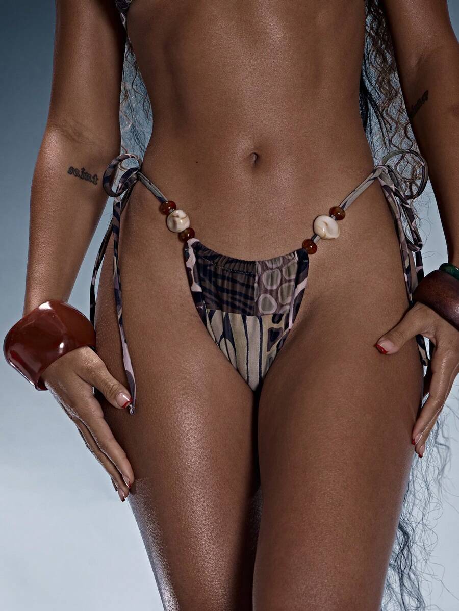 Musera Resort 串珠印花比基尼泳裤夏季性感节日假日伊比沙岛狂欢波西米亚风海滩游泳度假逍遥游动物印花图案