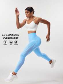 Seamluxe SHEIN Sport Einfarbige Yoga-Leggings mit hoher Taille für Damen, Cut Out