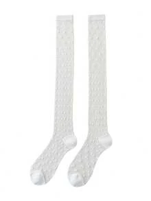 ROMWE Kawaii Luftdurchlässige asymmetrische Knöchelsocken mit schwarz-weißen Punkten, lässige und vielseitige Mode für Frühling/Sommer