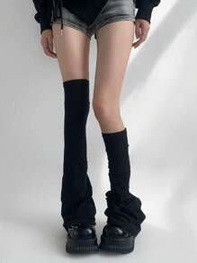 ROMWE Grunge Punk 1 双黑色超长过膝大腿袜（女士适用）
