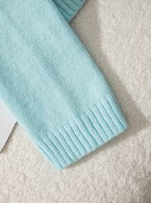Franclia Suéter de punto con botones decorativos de unicolor, versátil y casual para otoño e invierno - Azul - Ver 3