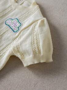 PrepCrw 女宝宝学院风扭花针织毛衣上衣和针织迷你裙套装 - 白色 - 查看 5