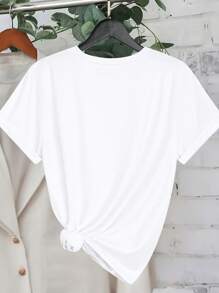 SHEIN EZwear Camiseta informal holgada de manga corta con cuello redondo y estampado de cerezas para mujer talla grande