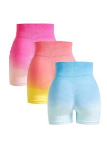 Easithlete Short deportivo con cintura alta, efecto ombre, sin costuras y elástico para mujer