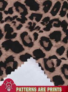 SHEIN LUNE 2 Pieces Textured Leopard Print Crop Top And Mini Skirt Set, Suitable For Summer - Multicolor - View 3