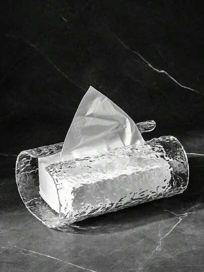 1pc/2pcs Clear Plastic Tissue Storage Box, Oval Bathroom Facial Tissue Holder, Minimalist Living Room Desktop Paper Napkin Container, Bathroom Washcloth Box, Luxury Coffee Table Snack Napkin Organizer With Ripple Pattern Home Bathroom Decor Bathroom Organizer Summer