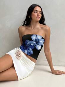 Aloruh 女士休闲花卉印花紧身上衣，适合夏季、度假风格、春假、机场沙滩装