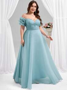 Coutiva فستان سهرة أنيق للنساء كبيرات الحجم، ذو كتف منسدل، مربعات ساخنة مرصع بالراين، كتف مكشوف، بأكمام قصيرة منتفخة، تنورة متموجة، مناسب لحفلات عيد الميلاد وحفلات التخرج والعشاء. فستان سهرة مزين بالترتر والدانتيل الأزهار والتجاعيد والكشكشة والساتان، مناسب للسهرات الرسمية وحفلات الزفاف وعيد الحب - أخضر - مشاهدة 9