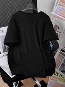 Teenage Boys' Casual Simple Letter Print Round Neck Short Sleeve T-Shirt, Suitable For Summer Wear