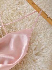 SHEIN 性感缎面镂空系带长款睡裙两件套，女士睡衣，秋季服装，舒适优雅细节，冬季 - 彩色 - 查看 10