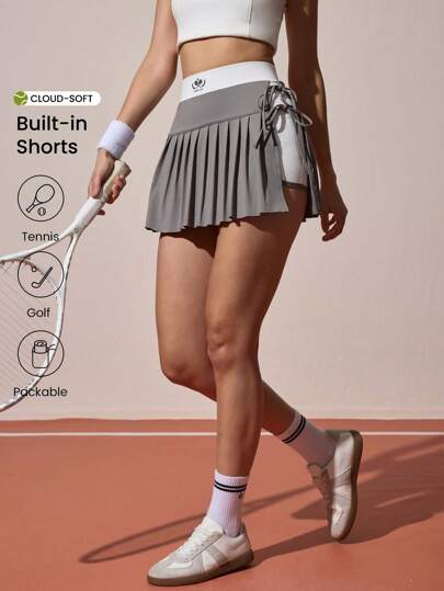 CourtClass Women's Sports Skirt With Built-In Shorts, Personalized Pleated Athletic Skirt, Outdoor Sports Tennis Golf Training Skirt, Elastic Comfortable Fashion Unique Yoga Skirt