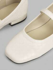 Ontre Women's Comfortable Mary Jane Style Flat Shoes, New Design - Beige - View 3