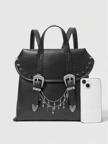 ROMWE Goth 女士搭扣设计大容量时尚背包