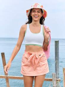 SHEIN In My Nature Damen Lässig Shorts mit Tunnelzug Taille für den Outdoor Bereich, Sommer