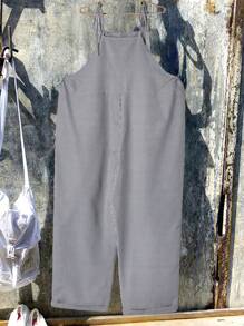 EMERY ROSE Mono holgado de mujer de talla grande con rayas, dos bolsillos y pechera - Blanco y Negro - Ver 2