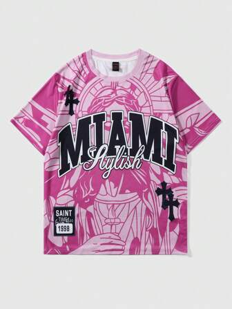 Street Life Camiseta de mujer talla grande con estampado de lema casual, apta para primavera/verano