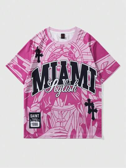 Street Life maglietta da donna oversize con stampa casual di slogan, adatta per primavera/estate