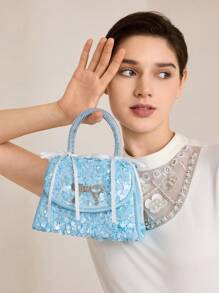 MOTF PREMIUM BOLSO CON DETALLE DE LAZO DE STRASS - Azul - Ver 6