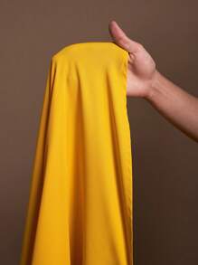 Veslaya Spring & Summer New Plus Size Women Long Maxi Dress, Solid Yellow Deep V-Neck Twist Waist Ruched Flare Sleeve Flared Hem Casual Beach & Party Dress - Yellow - View 10