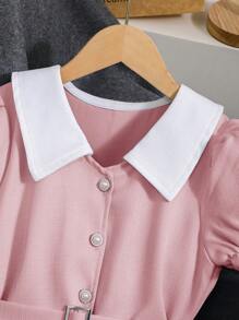SHEIN Vestido de verano elegante con textura para niñas preadolescentes