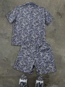Manfinity Homme Conjunto de camisa y pantalones cortos para hombres, de moda para el verano