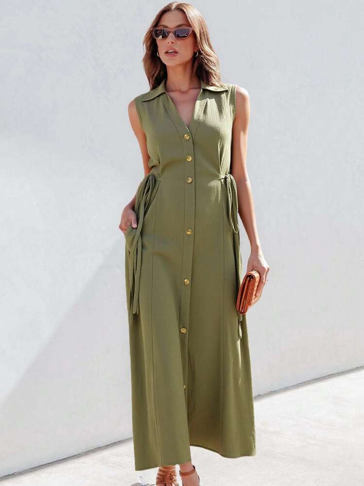 olive green casual dress Iroinnid Boho for Women Cocktail Wedding Guest Dress Bohemian Spaghetti Strap Beach Dresses Sleeveless Solid Maxi Semi Formal A-Line Size Chart Jacquard Olive Green Midi Casual