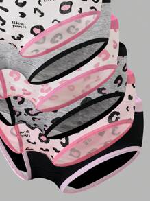 SHEIN School Girl Lingerie Tween Girl Traceable Cotton Cute Leopard Print Heart Print 8-Pack Underwear Girls Panties Set Tween Girl Underwear Set 8 Piece Panties Set Backto SchoolFashion Fall Winter