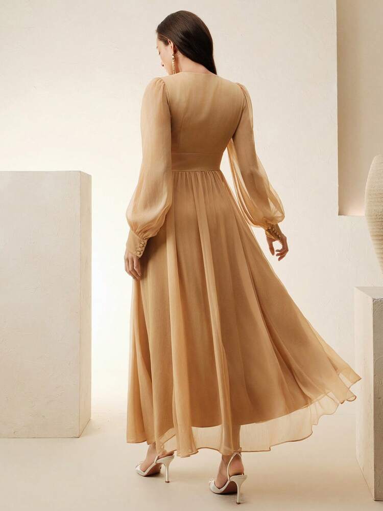 Robe de soirée de style français pour femme avec encolure en V perlée, robe de mariée de luxe