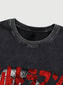 ROMWE MEN Anime Men's Summer Japan Style Figure Print Washed Distressed Sleeveless Top - Black - View 4